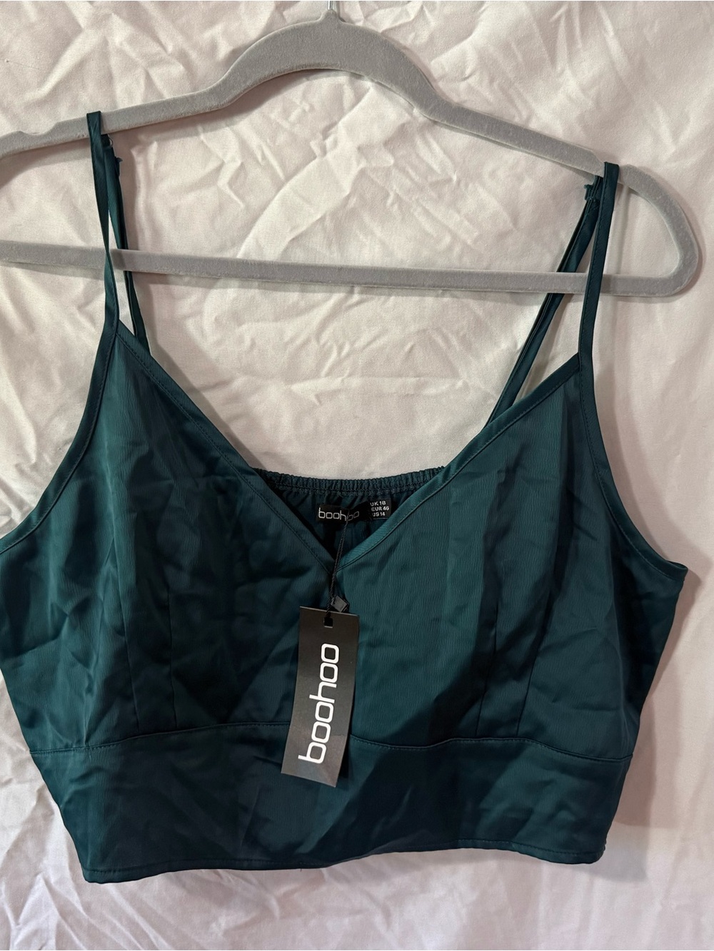 Boohoo Teal Satin Cami Bralette Size 14/XL NWT